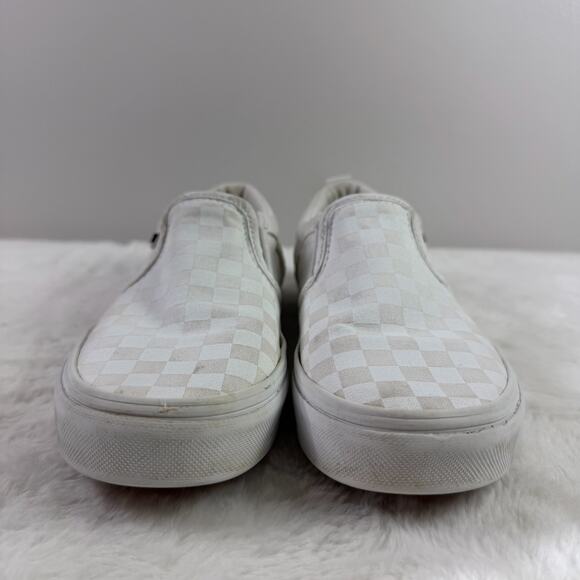 Vans Checkerboard Slip-On Youth White Canvas Shoes Size 3 - Picture 3 of 8